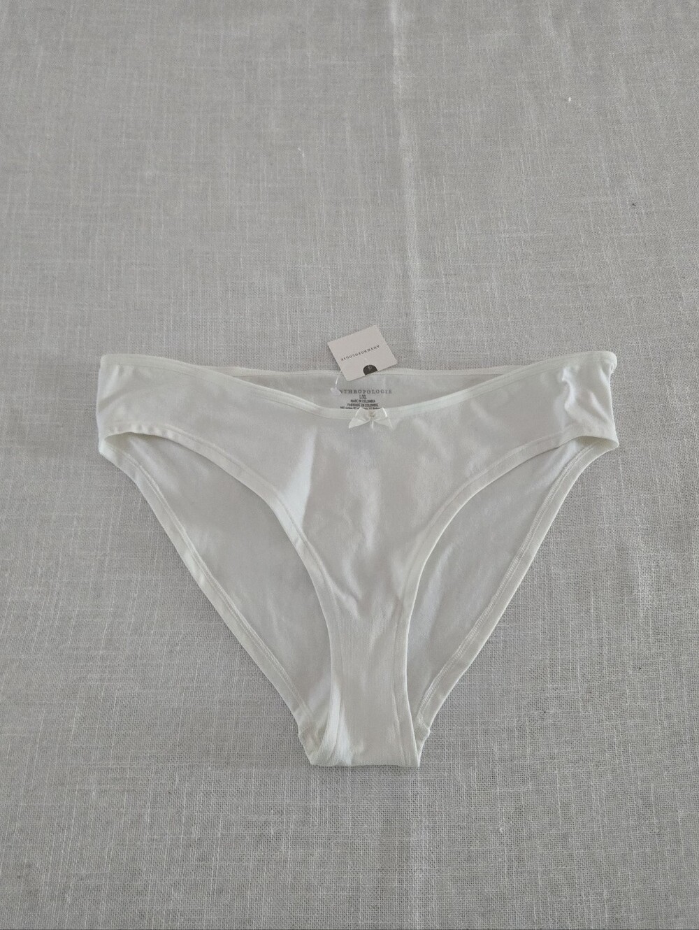 NWT Anthropologie Cotton Bikini Panty with Bow Detail - Vanilla